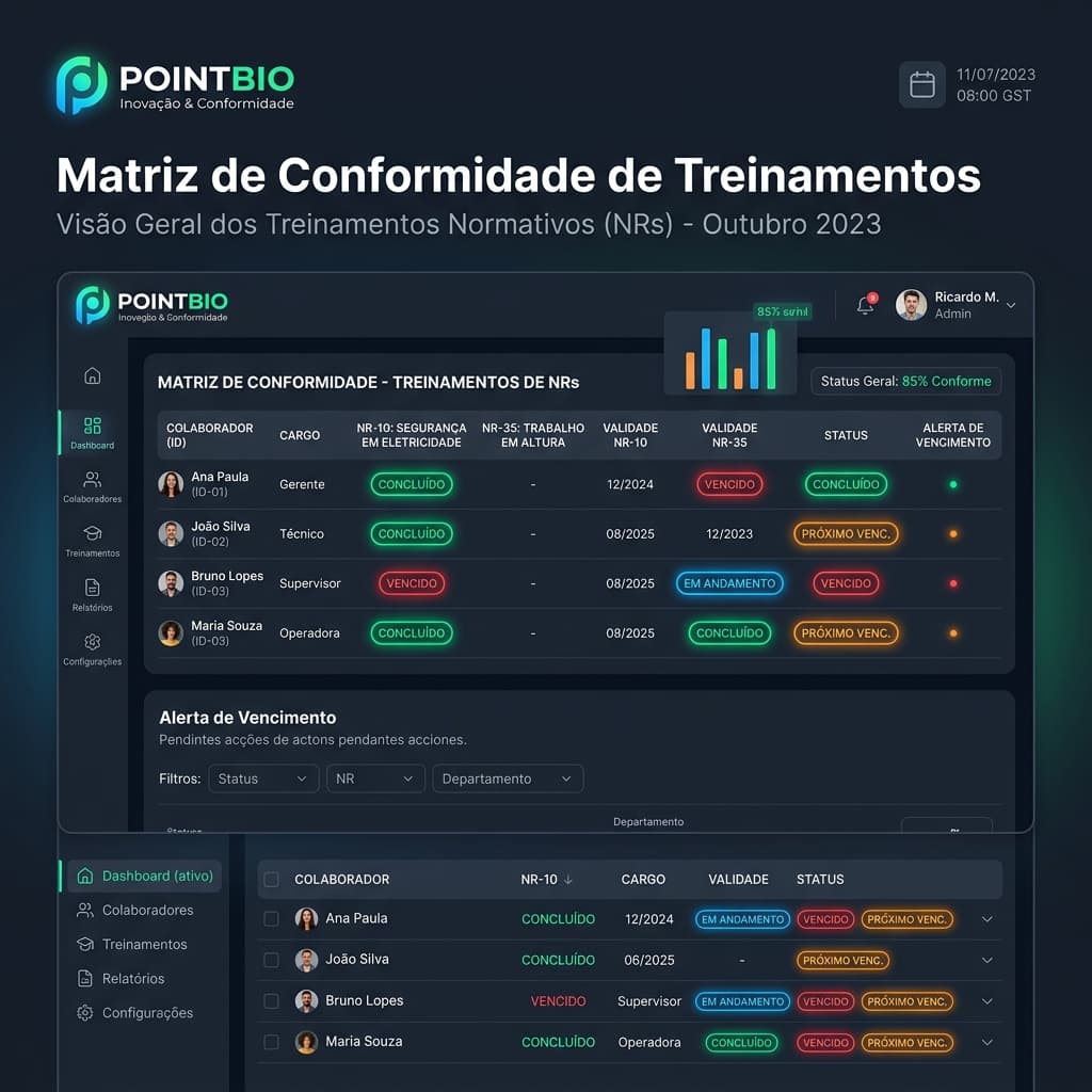 Controle de Treinamentos NRs PointBio